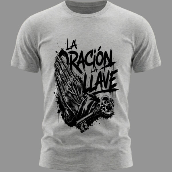 Camiseta La oración la llave Gris Camiseta La oración la llave