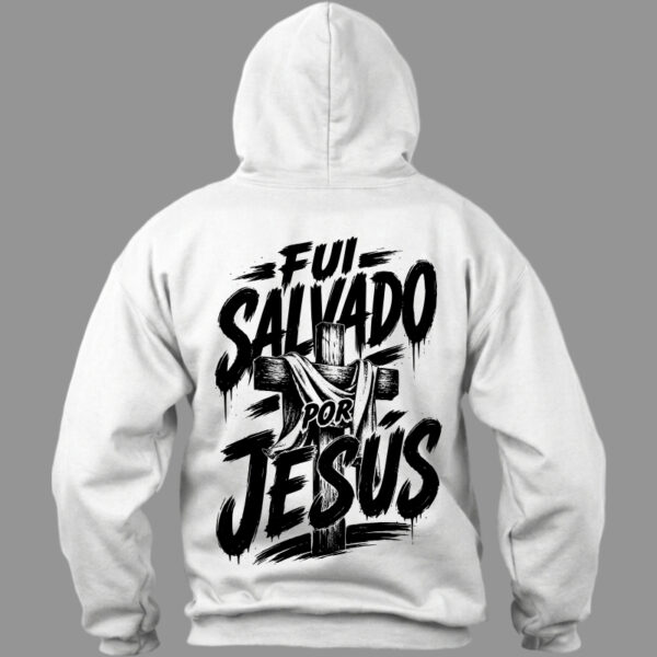 Hoodie Fui salvado por Jesús Blanco Hoodie Fuí salvado por Jesús