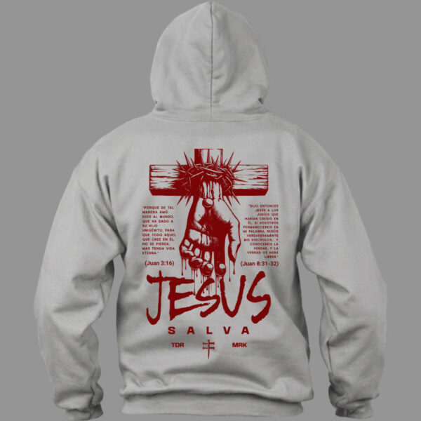 Hoodie Jesús Salva Gris Hoodie Jesús Salva