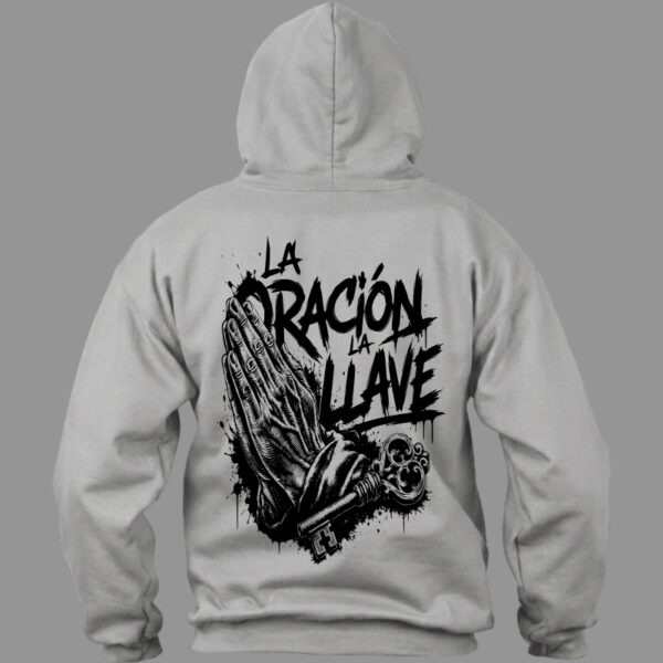 Hoodie La oración la llave Gris Hoodie La oración la llave